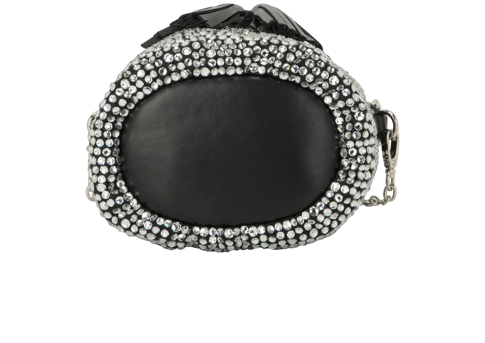 Embellished Bucket Bag, &pound;1,200, Handbags, Black/Silver, Satin, Top view